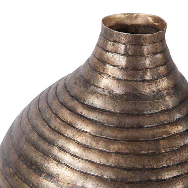 Petit vase à bouteille, Doré, H 11 po x l 8,25 po x P 8,25 po