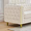 Velours moderne beige 3 places 86 po avec accoudoirs roulés, pieds dorés et capitonnage à boutons, structure en pin, rembourrage en mousse, pour le rembourrage principal de l'espace de vie