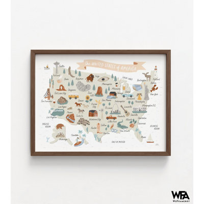 Reproduction de carte des États-Unis d'Amérique, art mural carte encadrée des États-Unis, art mural des États-Unis, impression de carte moderne, impressions d'art, art mural encadré