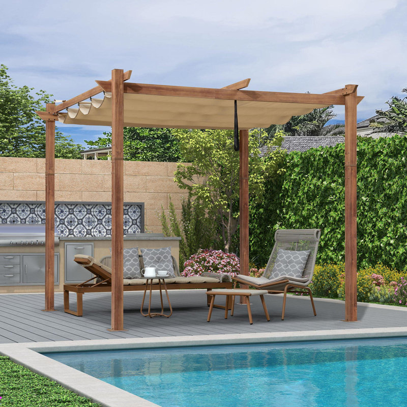 Purple Leaf 10 Ft. W X 10 Ft. D Aluminum Pergola With Canopy