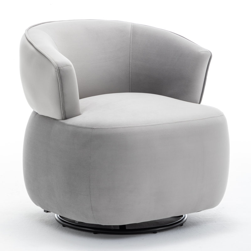 Olevide Swivel Barrel Chair, Gray Velvet