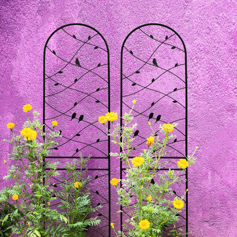 Treillis de jardin en métal 86,7 po x 19,7 po, antirouille, pour la gloire du matin, support pour plantes d'extérieur, treillis noir, vignes, cadre de support,