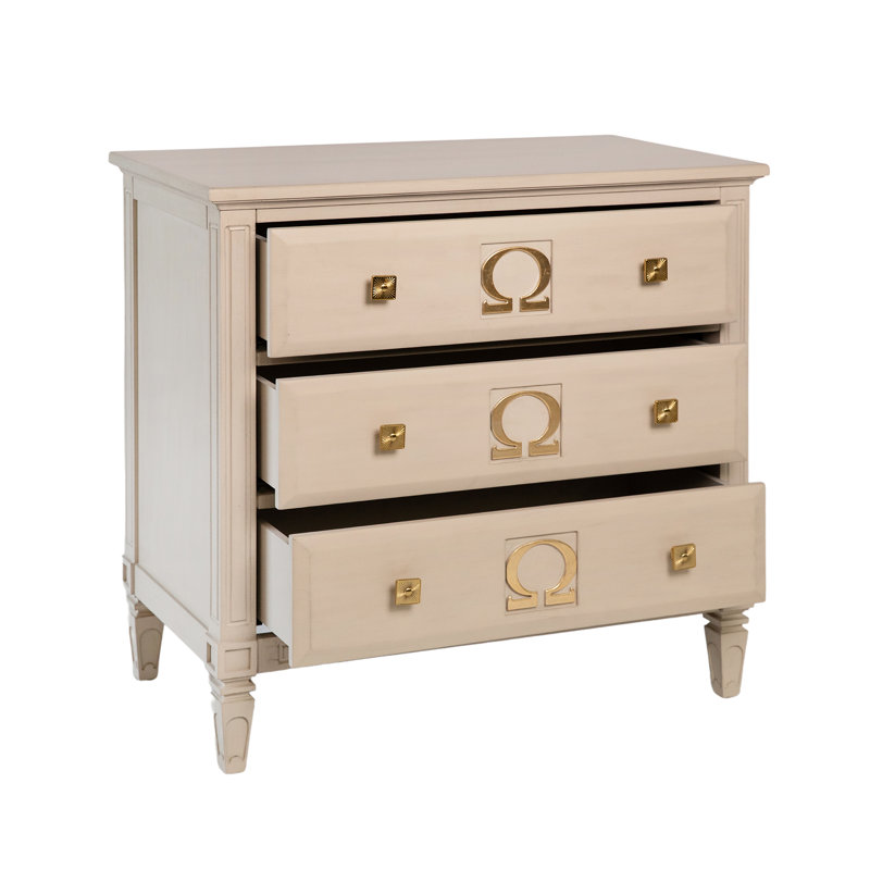Omega Solid Wood 3 - Drawer Accent Chest, Antique Gray