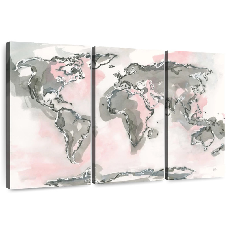 Carte du monde Aliaz rosé, H 28 po x l 45 po
