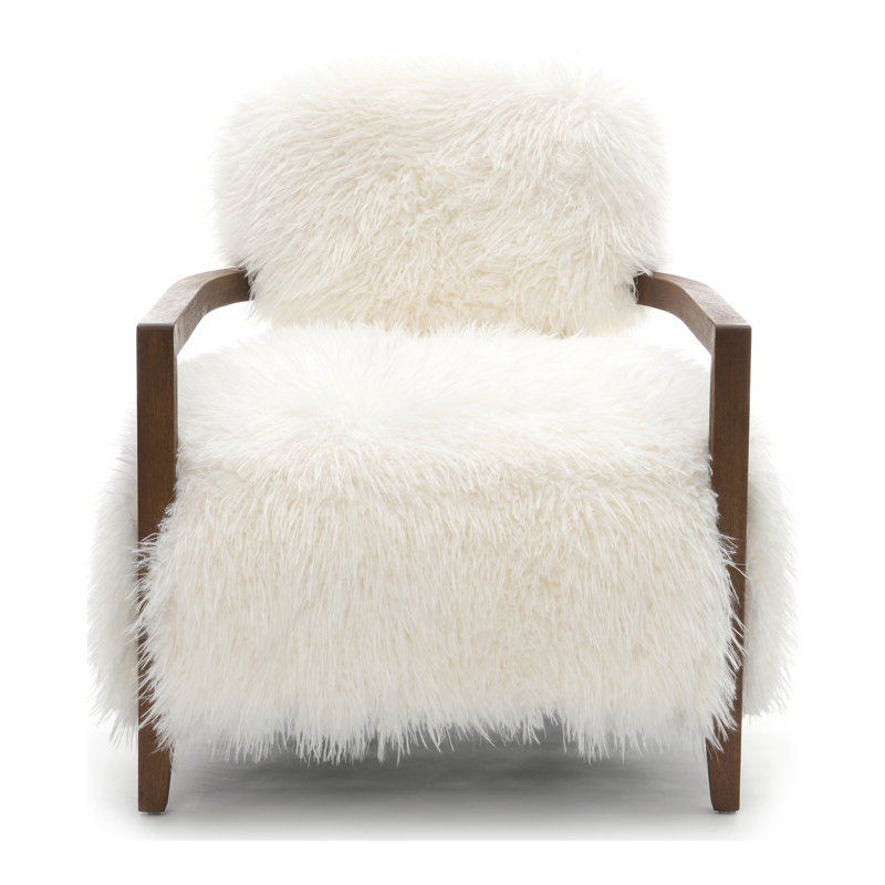 Tilton Soft Long-Haired Upholstered Accent Chair, White