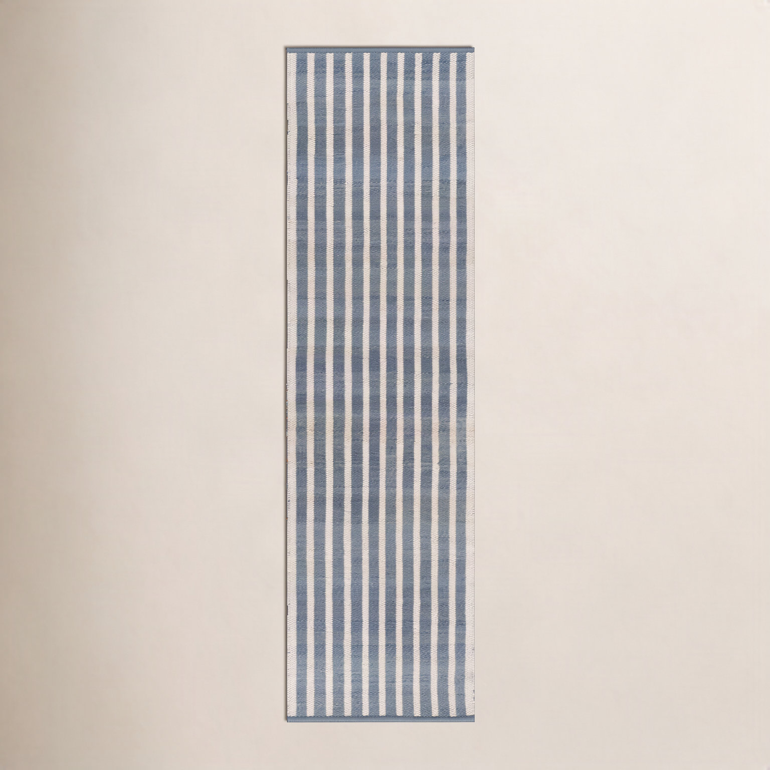 Acerra Blue Hand-Woven Striped Outdoor Rug, Runner 2'3" x 8'