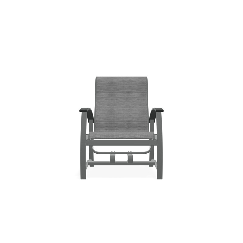 Belle Isle Sling Aluminum Frame Hidden Motion Chat/Lounge Chair With Marine Grade Polymer Arm Accent, Graphite