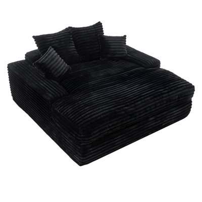 69"X65.7"Oversized Chaise Lounge Chair,Upholstered Cozy Corduroy Sleeper Sofa Bed-No Assembly Required,Includes 4 Pillows&Wide Armrests,High-Density F by Mercer41