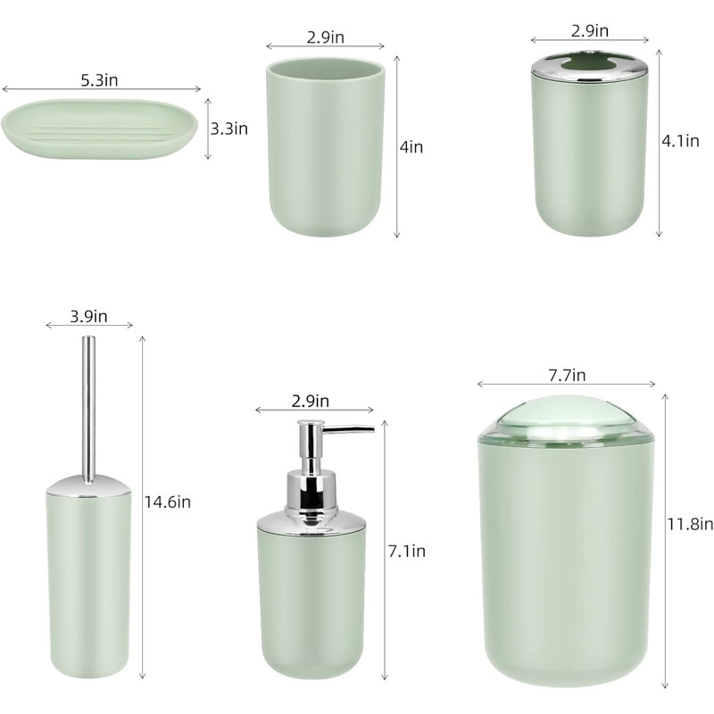 Bathroom Accessory Set, Green