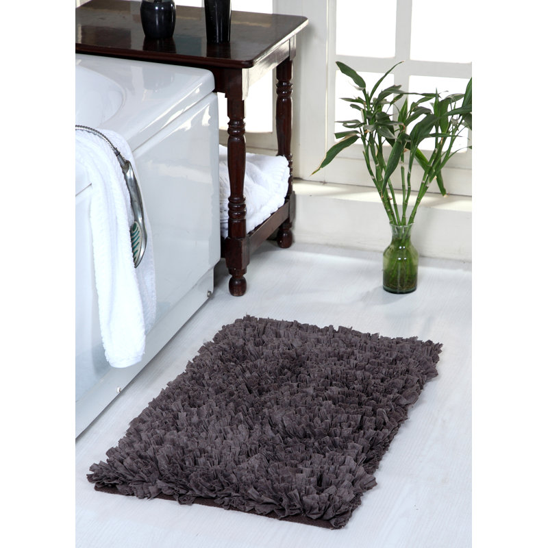 Annalease Cotton Blend Non-Slip Bath Rug, Charcoal