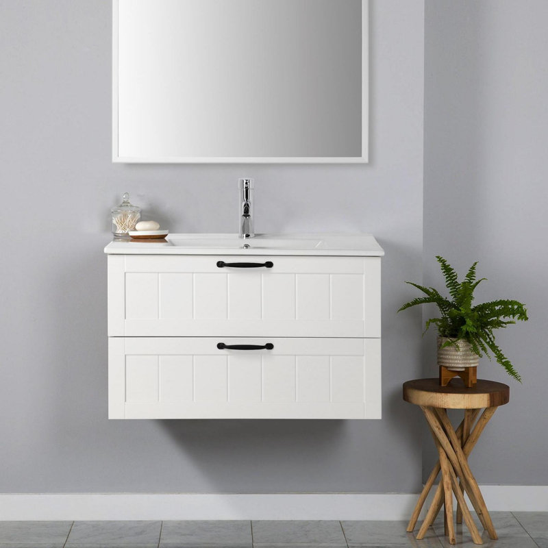 Meuble-lavabo mural avec lavabo en céramique