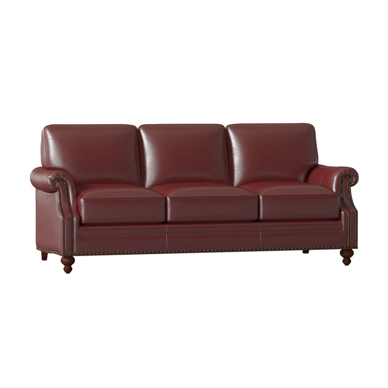 West Sofa, Natural, Mahogany, Aline Fumo Genuine Leather