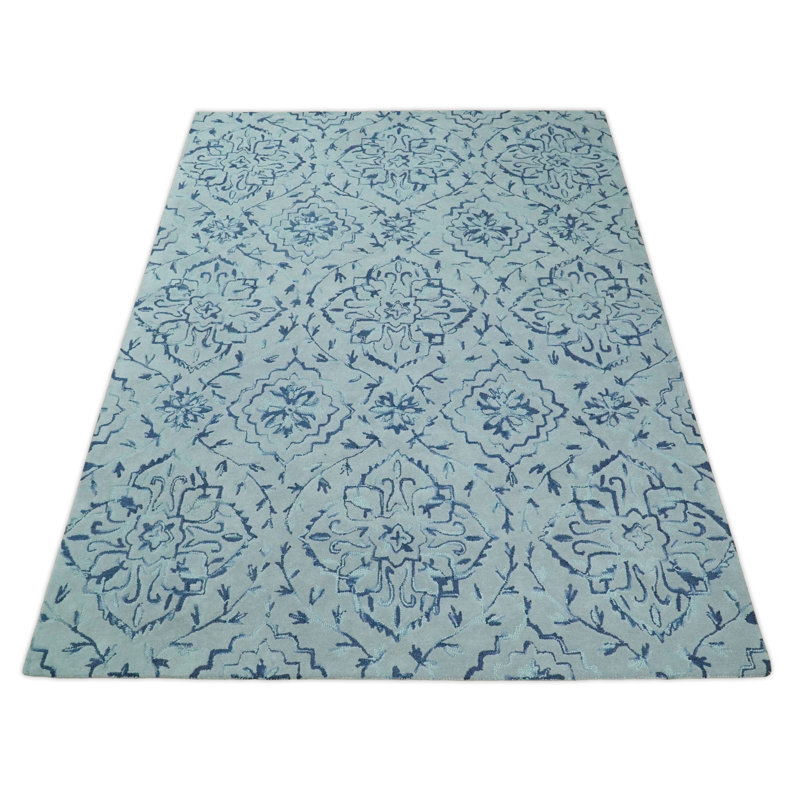 Wool Damask Indoor Rug, Rectangle 8' x 11'