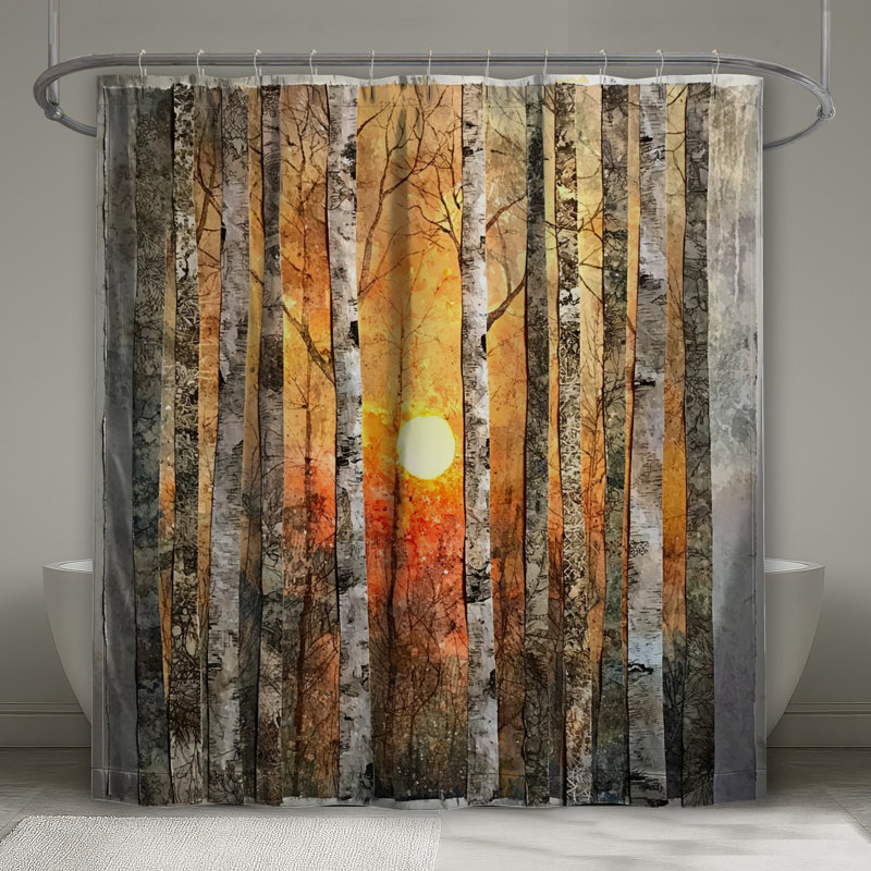 Birch Trees Sunset Shower Curtains Extra Long, 70 po l x 72 po H