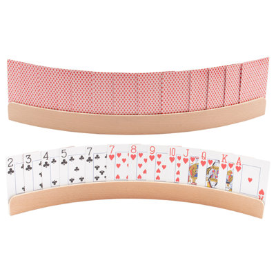 GSE 17-Inch Playing Cards Holders, Set of 4 Wooden Curved Playing Card Racks for Kids, Adults and Seniors