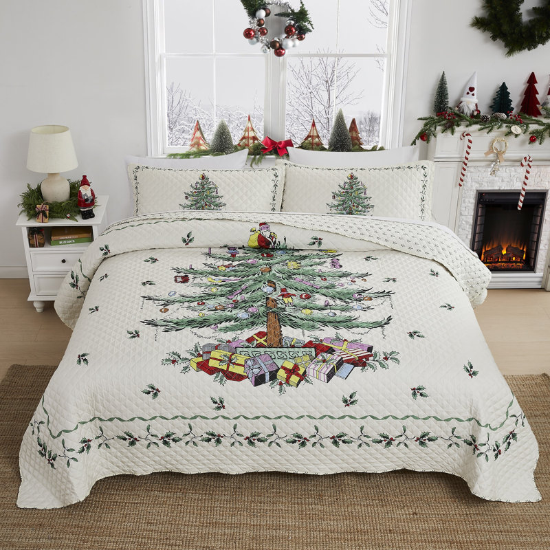 Spode® Christmas Tree Quilt Set, King Quilt + 2 King Shams
