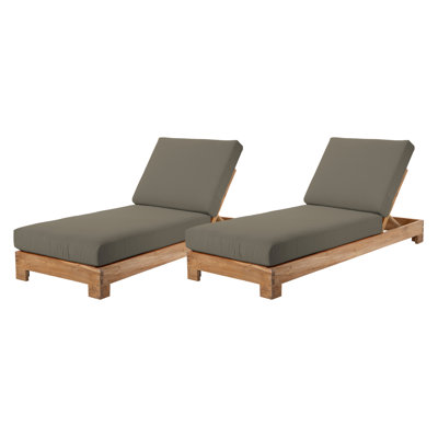 2 Pacific Teak Outdoor Chaise Loungers