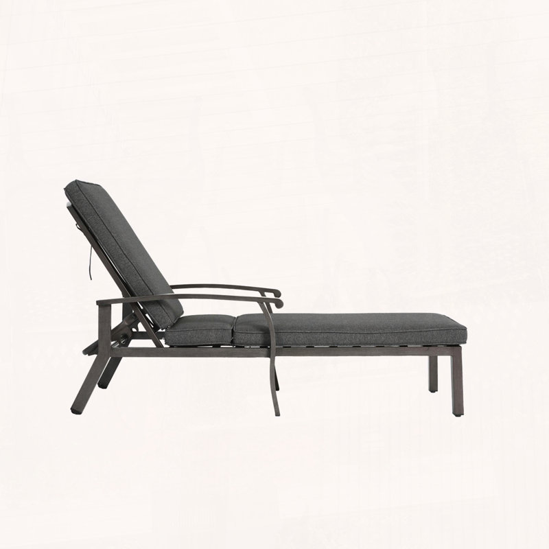 Chaise longue en fonte d'aluminium avec inclinaison à 5 positions et roulettes, Gris