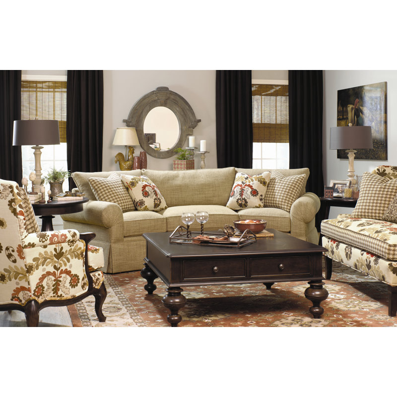 Stimulous 55'' Upholstered Settee, Tweetie 10 Beige Performance Velvet, Pecan, No