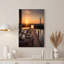 Art mural sur toile en laiton, sextant et carte sur crépuscule par le phare-53886813