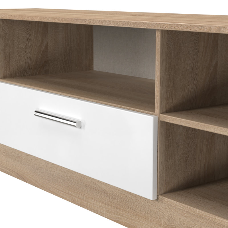 Synclair Wide 1 Drawer TV & Media Unit, 50cm H x 144cm L x 39cm W, Natural