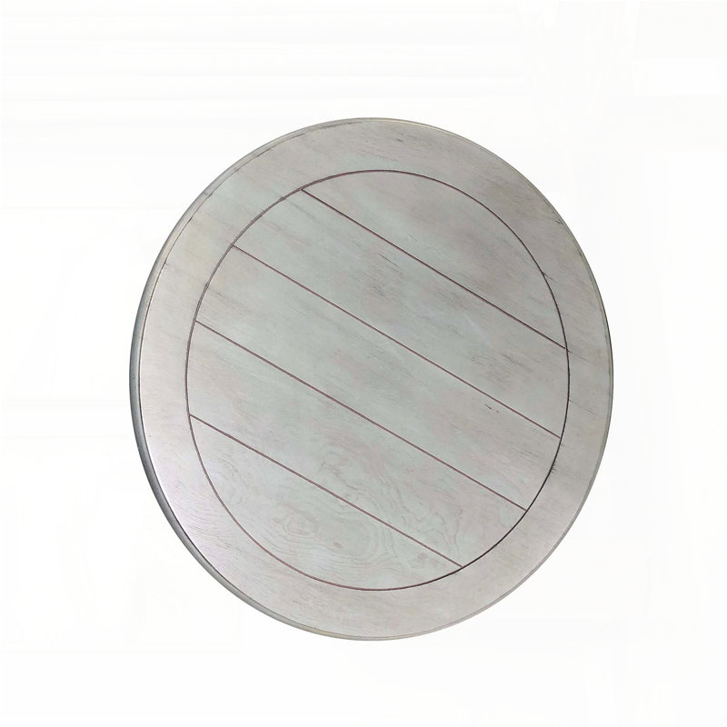 Table de bout ronde transitionnelle avec base piédestal ornée - bois