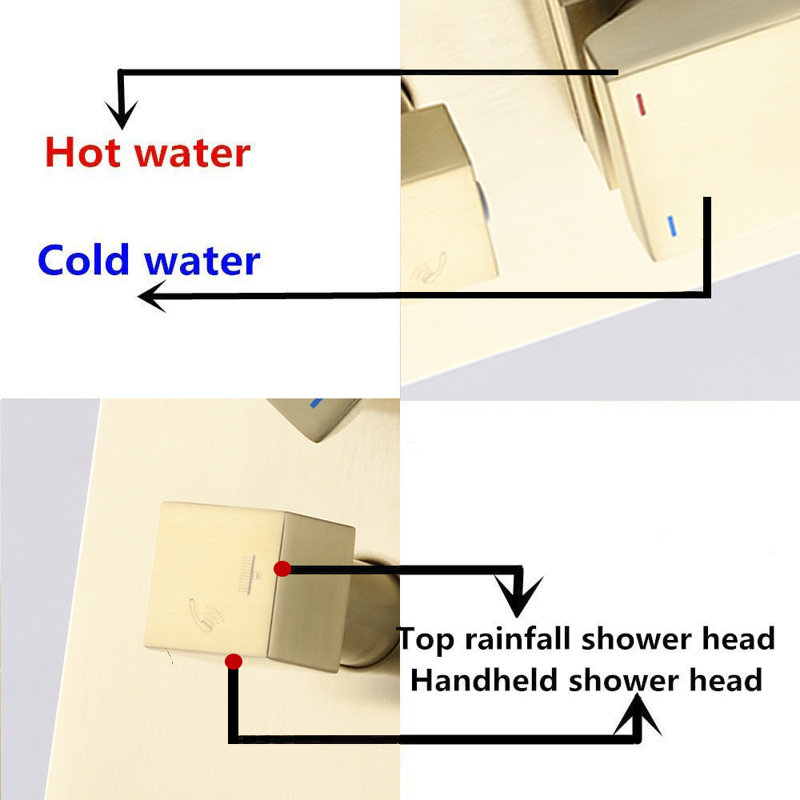 Watqen Bath All-In-One Kit with Rough in-Valve, Brushed Gold, 12"