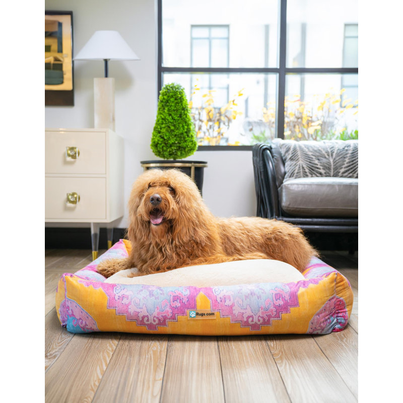 Tapis pour lit de qualité supérieure Rugs.com, H 7,5 po x l 16 po x P 20 po, Vert / jaune / rose / mauve géométrique