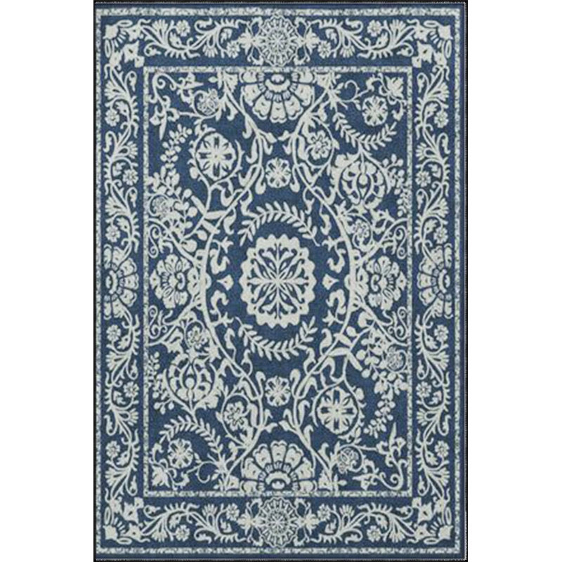 Blue Star Knot Patterned Washable Woven Base And Decorative Carpet, Rectangle 3'4" x 5'