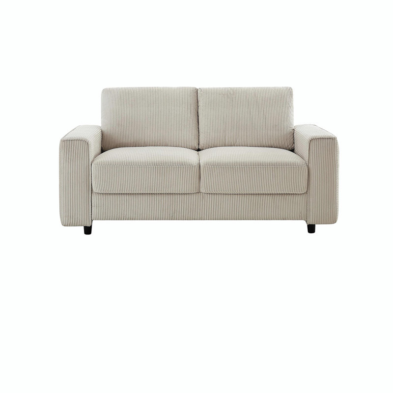 Canapé moderne en velours côtelé 2 places, H 33 po x l 66 po x P 32 po, Beige