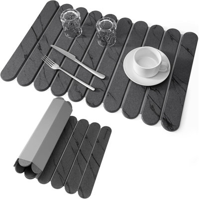 24 po x 16 po pliable tapis de séchage en marbre Diatomite motif de pierre absorbante pour comptoir de cuisine
