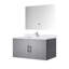 Meuble-lavabo gris foncé de 91 cm (36 po) avec comptoir en marbre, robinetterie incluse, miroir DEL, surface résistante aux égratignures et aux taches. Dimensions : 91 cm (36 po) L x 56 cm (22 po) P. Robinetterie en résine.