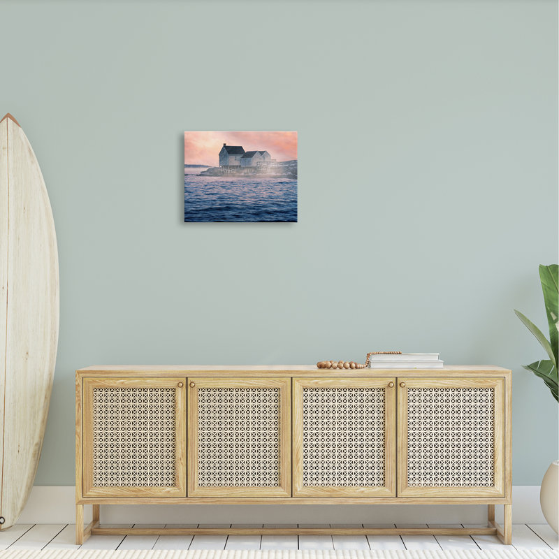 Coastal Cottage Seaside Ocean Waves Canvas Print, 20 x 16