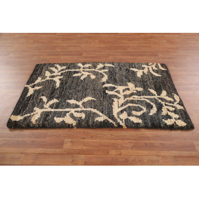 Abstract Black Oriental Area Rug 3x5