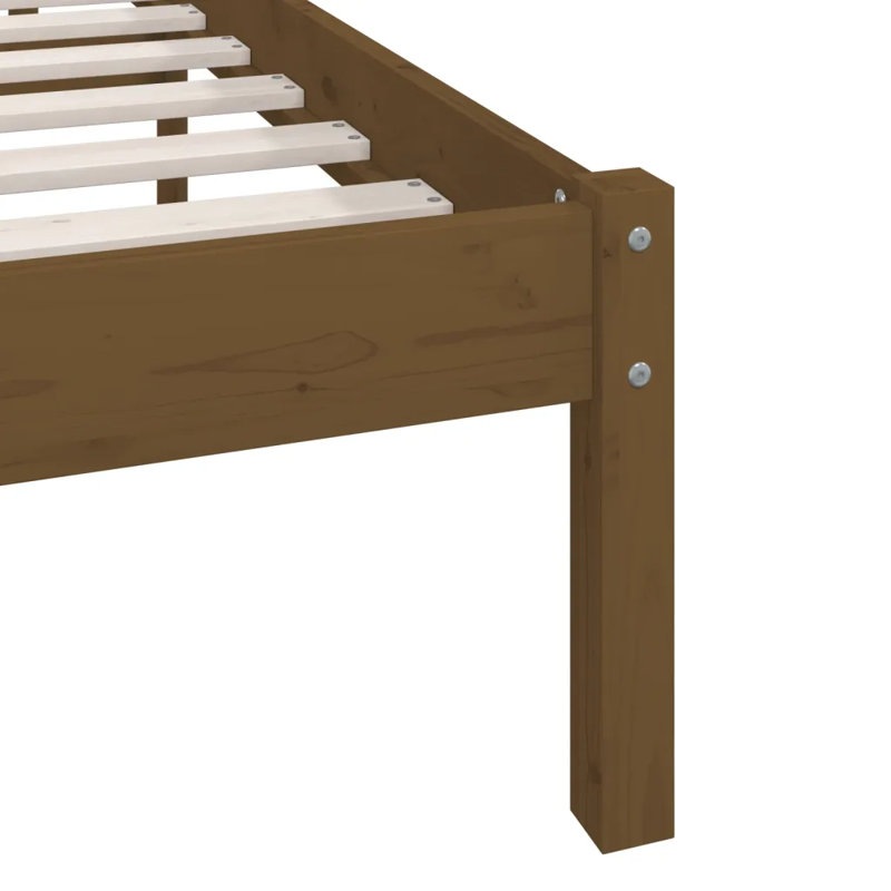 Bed Frame Solid Wood, honey brown, Single (3')