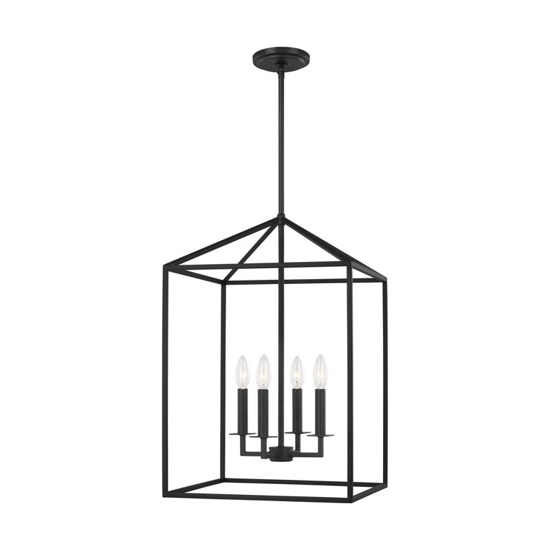 Lustre rectangulaire à 4 lumières Ellis, H 23,25 po x l 15,5 po x P 15,5 po, Non, Nuit noire