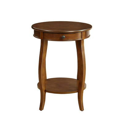 Round Top Accent Table With 1 Drawer And Open Storage