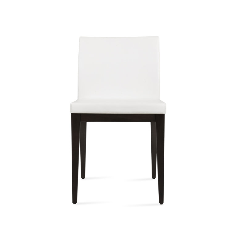 ARIA en cuir rembourré chaise, Similicuir - Blanc, Wengé