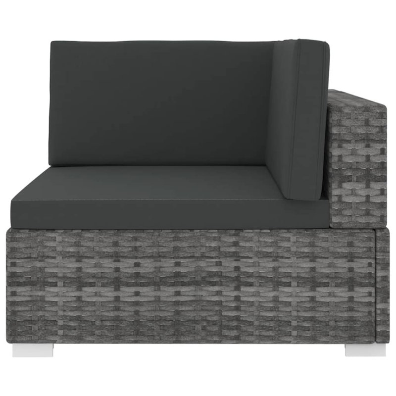 Chaise de patio avec coussins Elvane, Noir, gris