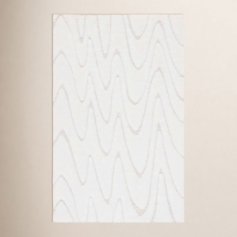 Tapis ivoire / beige en laine et en coton tissé à plat à la main Martinique, Rectangle 6 pi x 9 pi