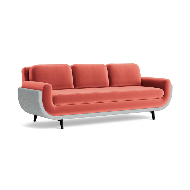 Regatta 90 Sofa, Performance Velvet-Sienna/Textured Weave-Sky Blue, Black