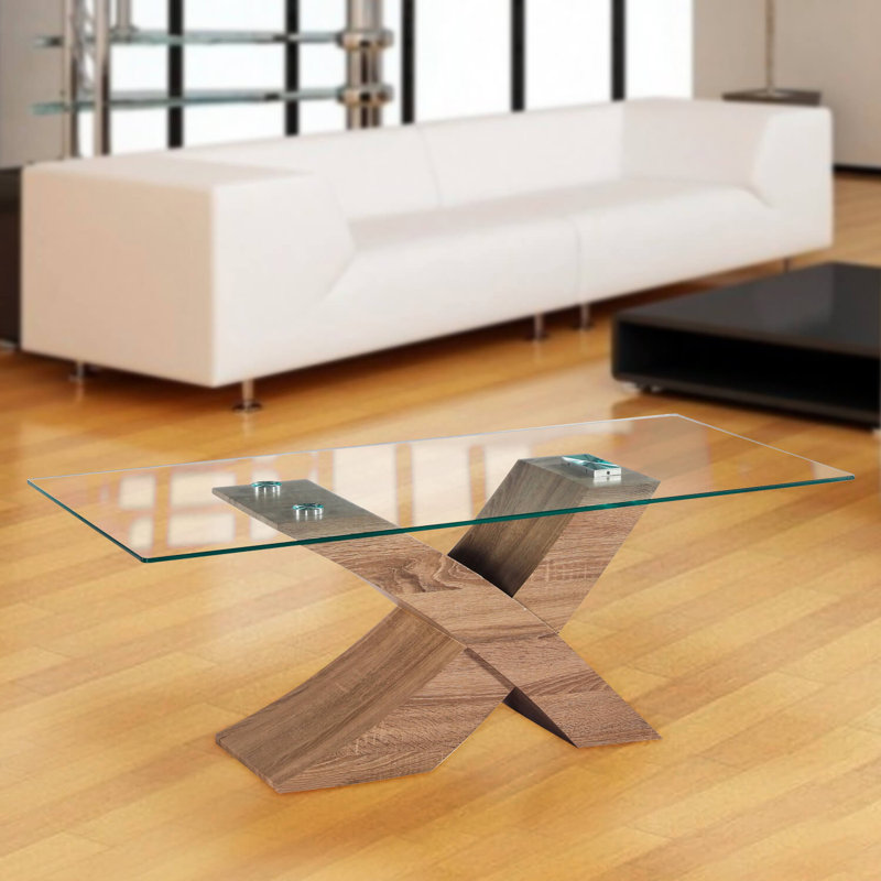 Glass Top Coffee Table, Oak