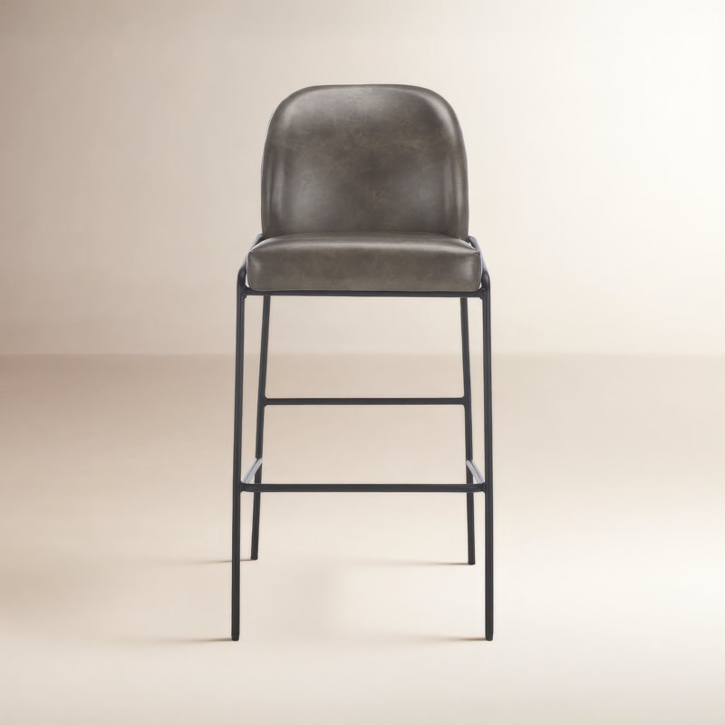Barrington Vegan Leather Bar & Counter Stool, Gray, Bar Stool (30" Seat Height)