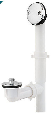 Polished Chrome Leg Tub Drain with Overflow and Brass Strainer