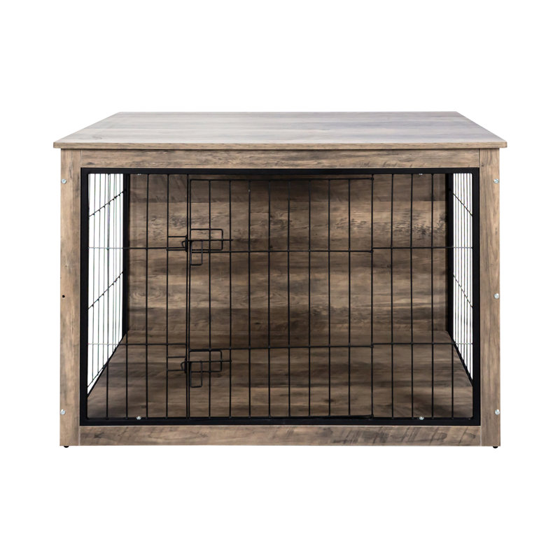 Meuble pour chien avec deux entrées - chenil d'intérieur élégant pour chiens