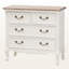 Armoire de rangement à 4 tiroirs en laiton à finition blanche et chêne Lippa, H 29,32 po x l 31,1 po x P 13,38 po