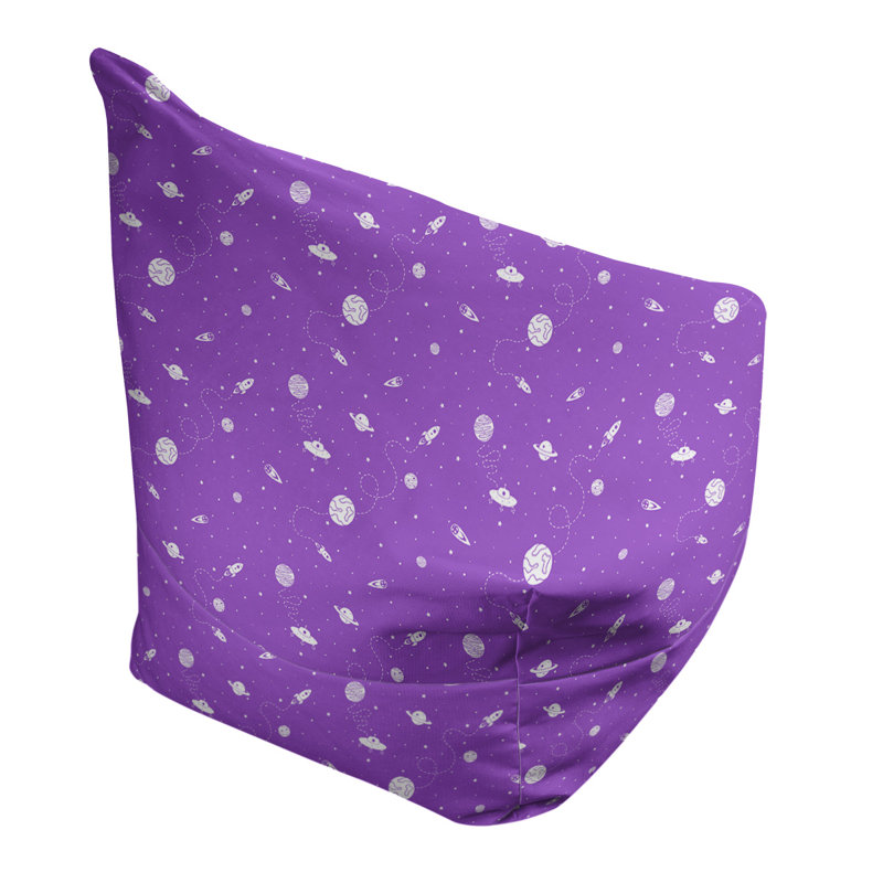 Sac de pois Leffel, H 38 po x L 42 po x P 29 po, Pouf fauteuil, Bleu violet / blanc