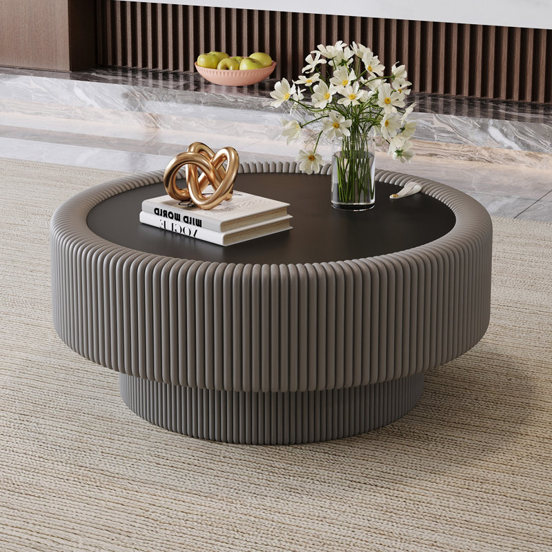Table basse 31,5 po, H 15,57 po x l 31,5 po x P 31,5 po, Noir/gris