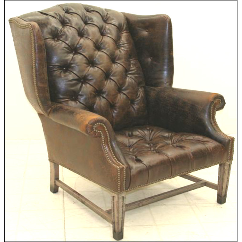 Leather Wingback Chair, Bristol 5410, Pewter, Old Gold E
