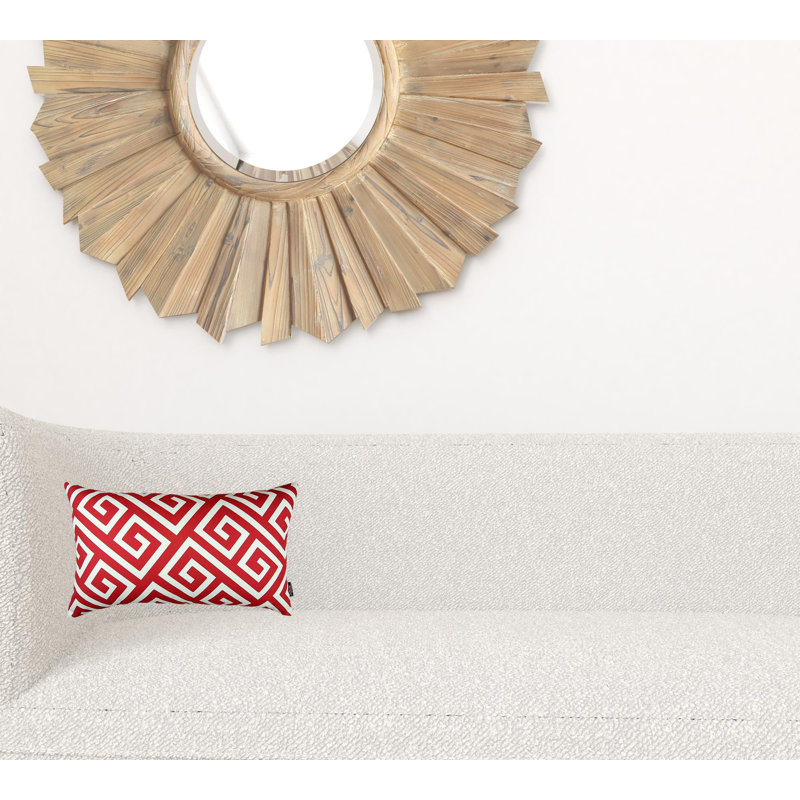 Red Greek Key Pattern Lumbar Throw Pillow
